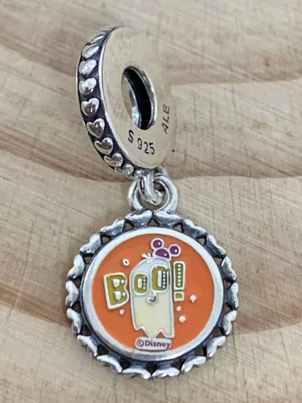 Pandora Disney Parks 2022 Halloween Minnie Mouse Boo Ghost Charm, S925 Silver